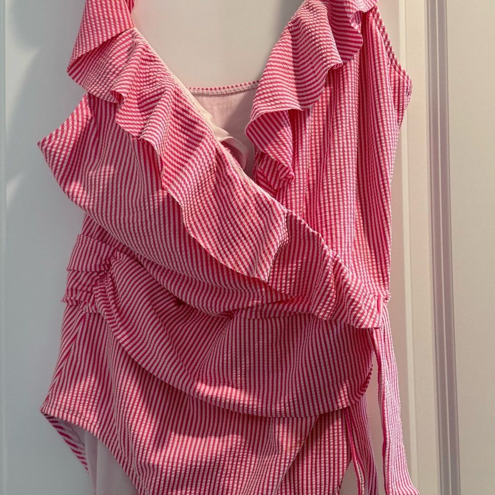 Lilly Pulitzer Delphine Pink Striped One Piece Swimsuit